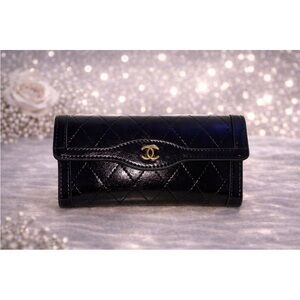 CC Black Quilted Leather Wallet